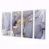 Closeup of Black and Golden Abstract Marble Texture  Canvas Wall Art Print - 4-5 Panels