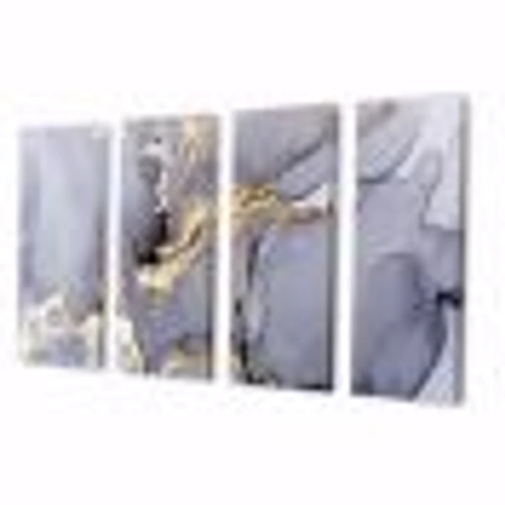 Closeup of Black and Golden Abstract Marble Texture  Canvas Wall Art Print - 4-5 Panels