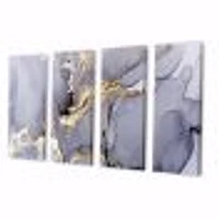Closeup of Black and Golden Abstract Marble Texture  Canvas Wall Art Print - 4-5 Panels