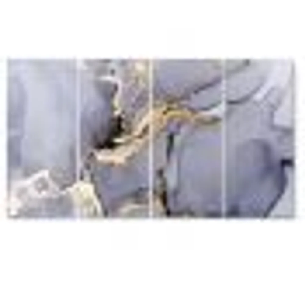 Closeup of Black and Golden Abstract Marble Texture  Canvas Wall Art Print - 4-5 Panels