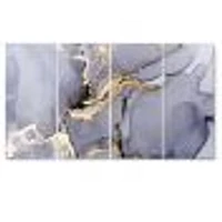 Closeup of Black and Golden Abstract Marble Texture  Canvas Wall Art Print - 4-5 Panels