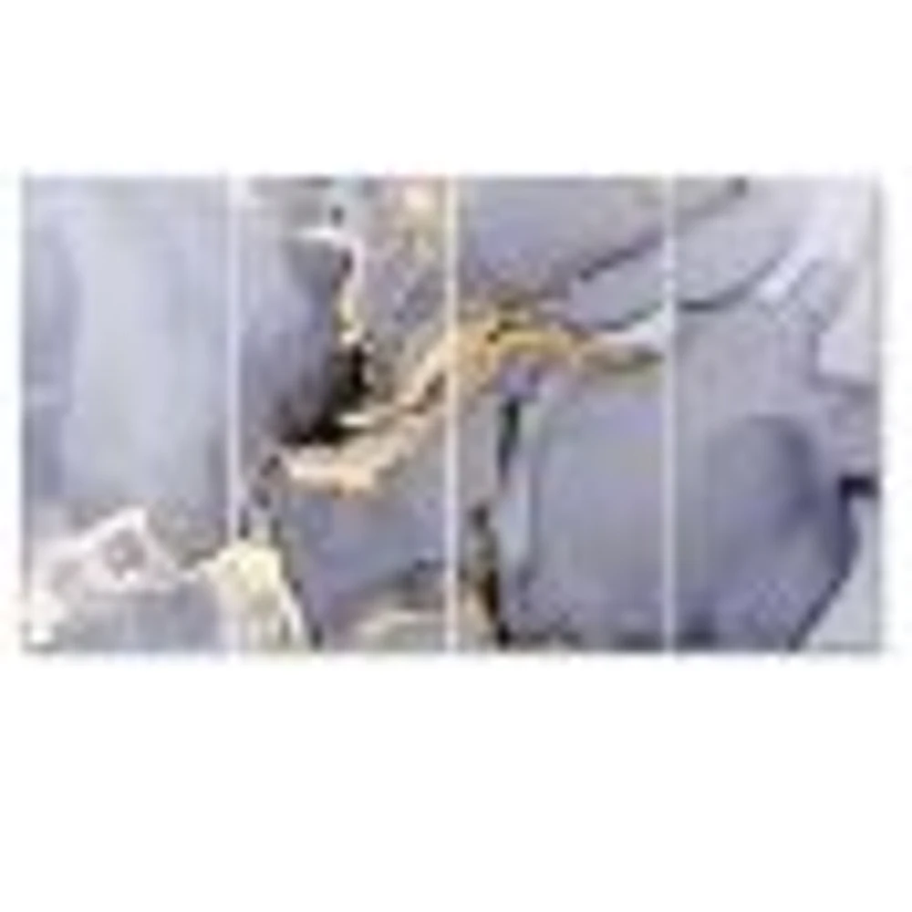 Closeup of Black and Golden Abstract Marble Texture  Canvas Wall Art Print - 4-5 Panels