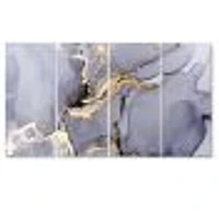 Closeup of Black and Golden Abstract Marble Texture  Canvas Wall Art Print - 4-5 Panels