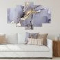 Closeup of Black and Golden Abstract Marble Texture  Canvas Wall Art Print - 4-5 Panels
