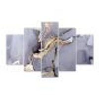 Closeup of Black and Golden Abstract Marble Texture  Canvas Wall Art Print - 4-5 Panels