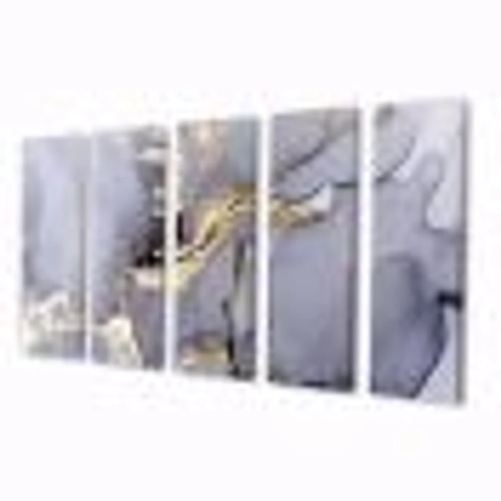 Closeup of Black and Golden Abstract Marble Texture  Canvas Wall Art Print - 4-5 Panels