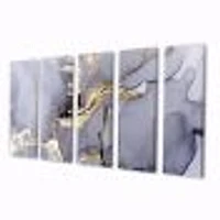 Closeup of Black and Golden Abstract Marble Texture  Canvas Wall Art Print - 4-5 Panels