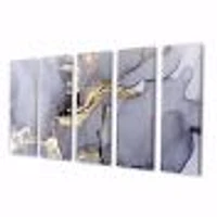 Closeup of Black and Golden Abstract Marble Texture  Canvas Wall Art Print - 4-5 Panels