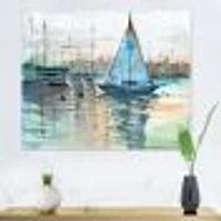 Toile imprimée « A Sailboat Marina with Some Yachts