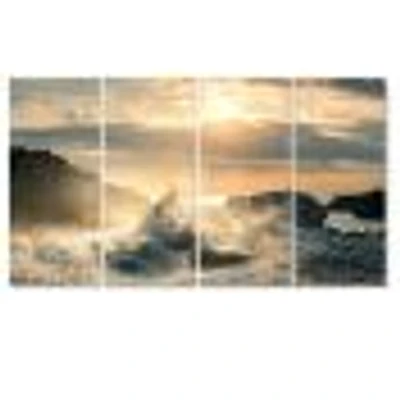Big Wave Hit the Rock at Beach Canvas Wall Art Print