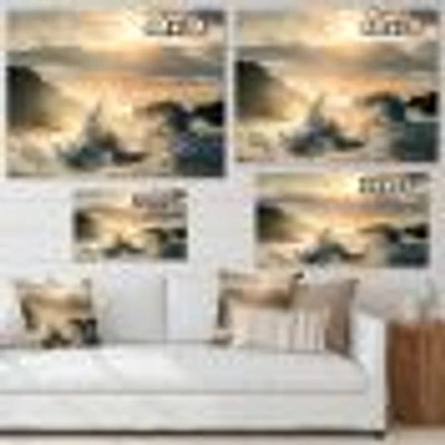 Big Wave Hit the Rock at Beach Canvas Wall Art Print
