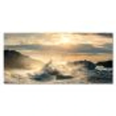 Big Wave Hit the Rock at Beach Canvas Wall Art Print