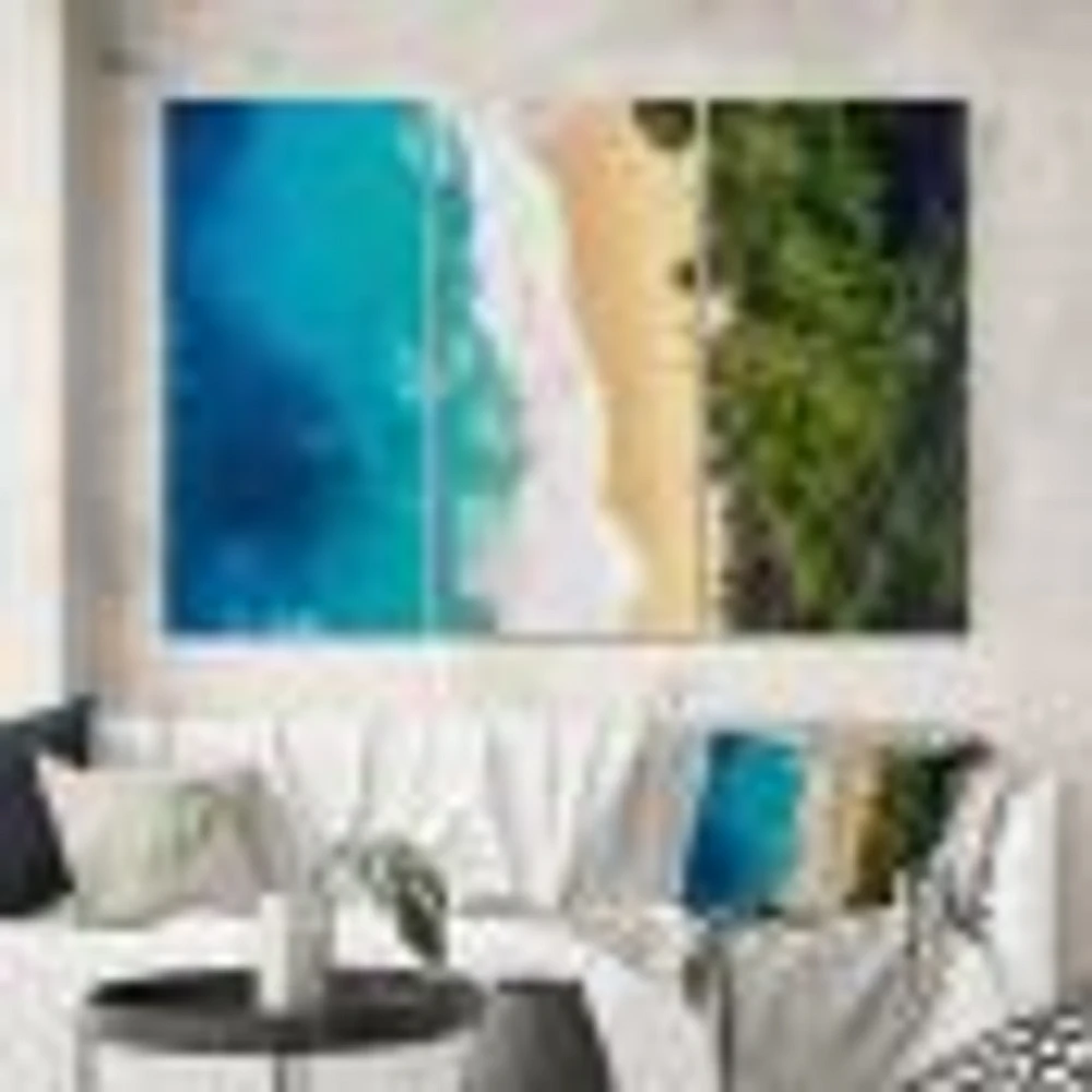 Sea and Beach Turquoise Water 3 Pannels Canvas Wall Art Print