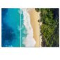 Sea and Beach Turquoise Water 3 Pannels Canvas Wall Art Print