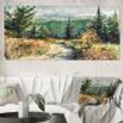 Landscape with Road Mountains  Canvas Wall Art Print