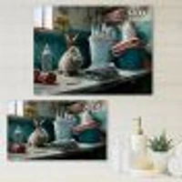 Funny Rabbit Doing Laundry Canvas Wall Art