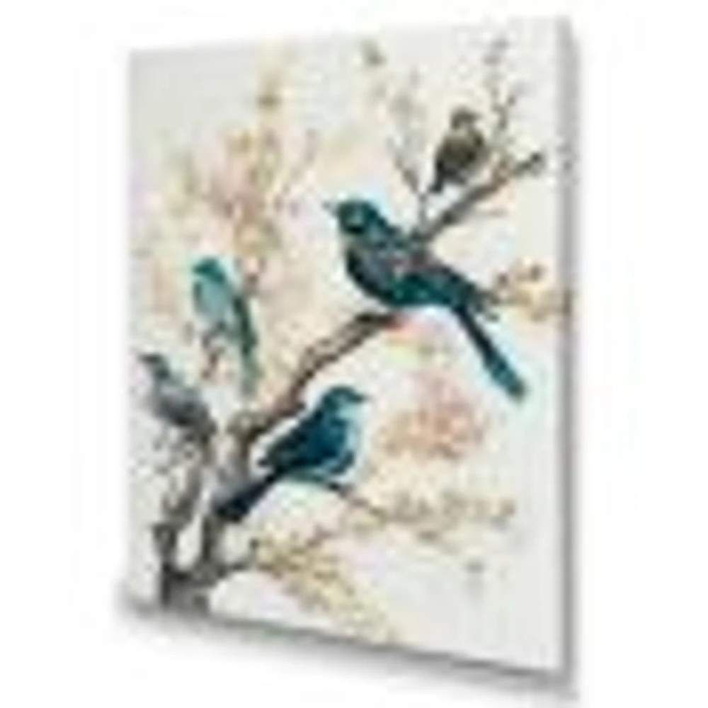 Multicolor Birds On Plum Blossoms Tree IX Wall Art