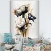 White Gerbera Flower On Golden Beige Paint Wall Art