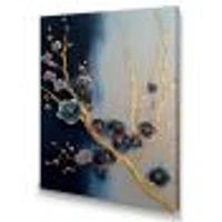 Blue and Gold Cherry Blossom Branch Wall Art