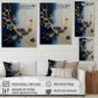 Blue and Gold Cherry Blossom Branch Wall Art