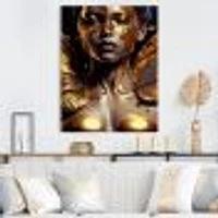 Woman With Black And Gold Butterflies I Wall Art