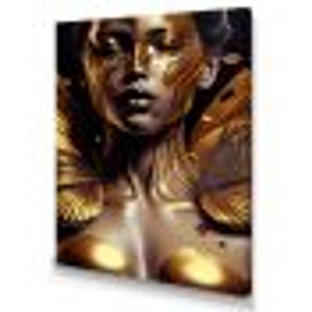 Woman With Black And Gold Butterflies I Wall Art