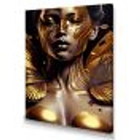 Woman With Black And Gold Butterflies I Wall Art