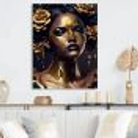 Gold Floral Woman V Wall Art