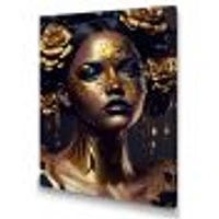 Gold Floral Woman V Wall Art