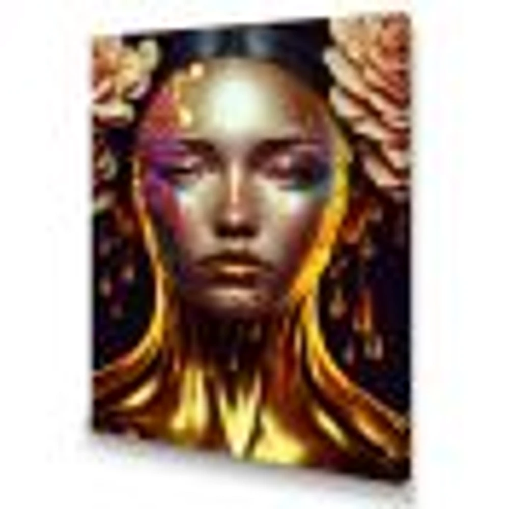 Gold Floral Woman Wall Art