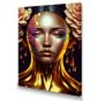 Gold Floral Woman Wall Art