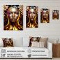 Gold Floral Woman Wall Art