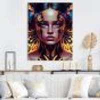 Woman With Colorful Butterfly V Wall Art