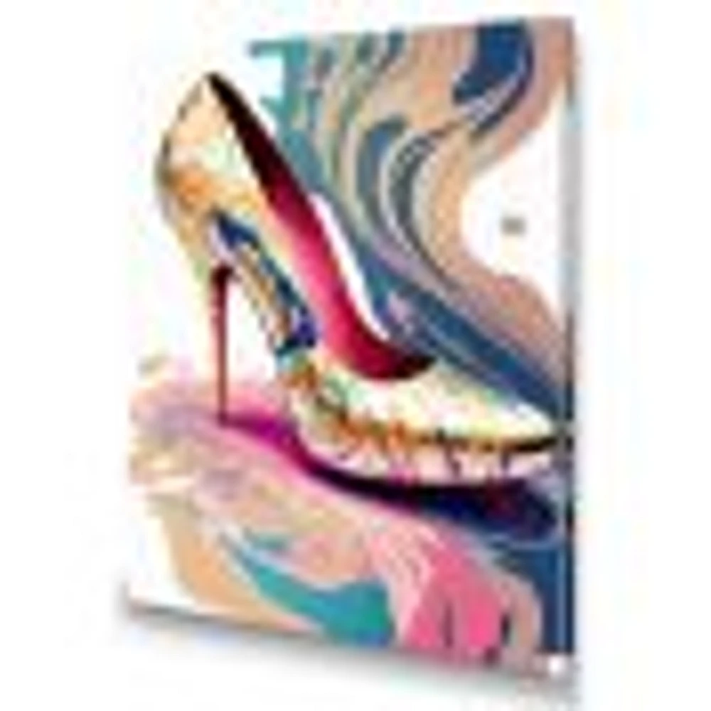 Pink And Blue Art Deco High Heel Shoes IV Wall