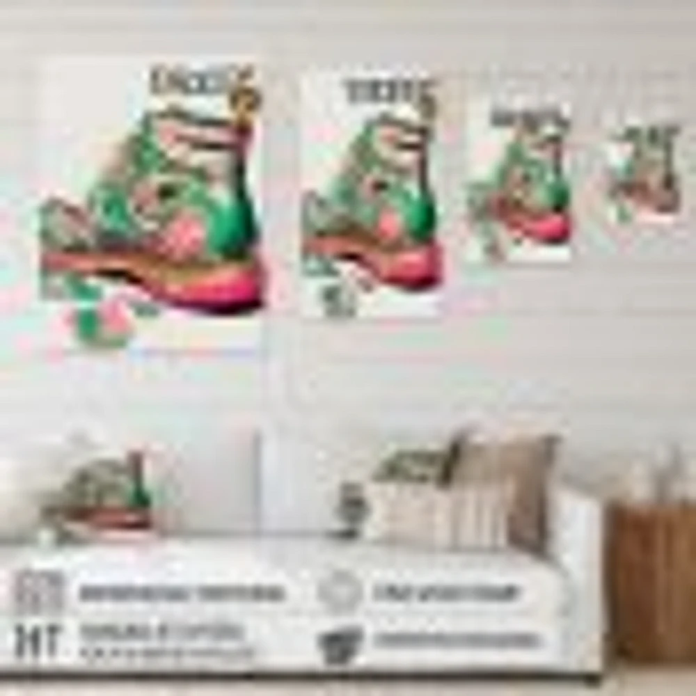 Pink And Green Art Deco Army Shoes Wall