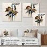 Roses Flow Flower On Golden Beige Paint V Wall Art