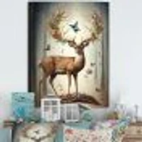 Deer With Blooming Antlers Wall Art