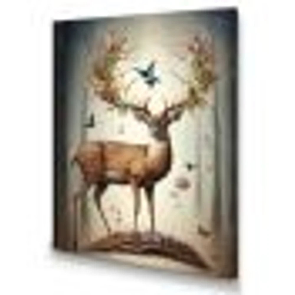 Deer With Blooming Antlers Wall Art