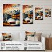 Red And Orange Birch Trees By The Lake VII Wall Art