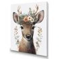 Cute Baby Caribou With Floral Crown I Wall Art