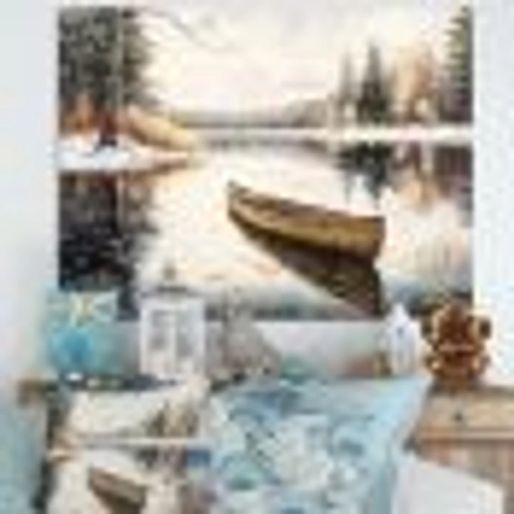 Winter Scene With Canoe Wall Art