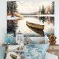 Winter Scene With Canoe Wall Art