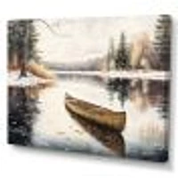 Winter Scene With Canoe Wall Art