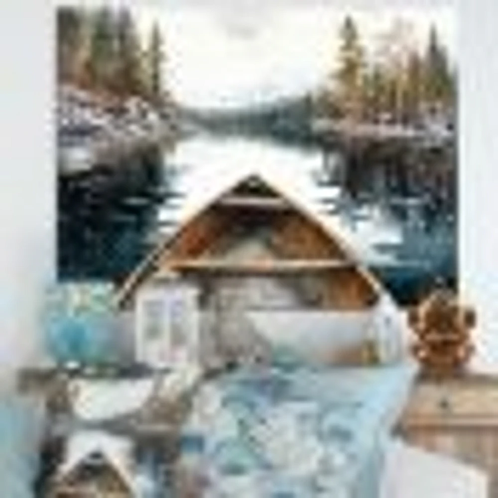 Winter Canoe Scenery I Wall Art