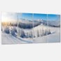 Winter Mountains Panorama Canvas Wall Art- pieces