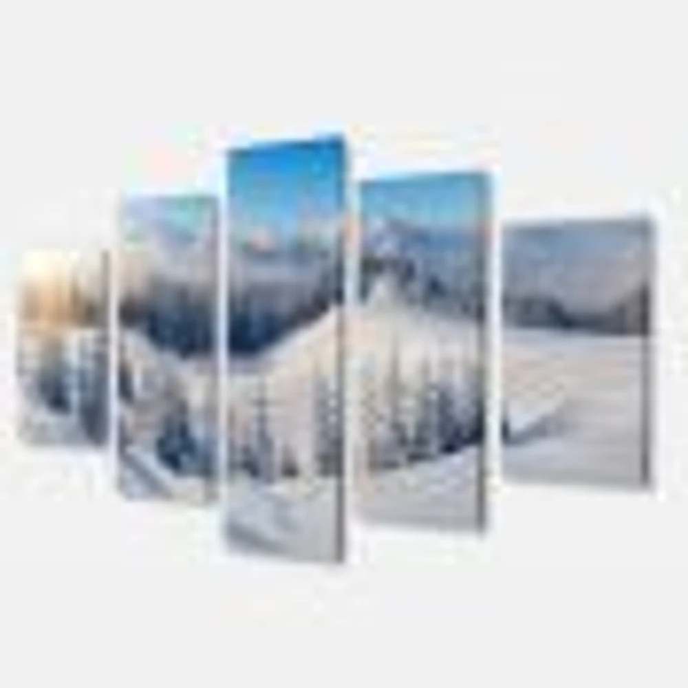 Winter Mountains Panorama Canvas Wall Art- pieces