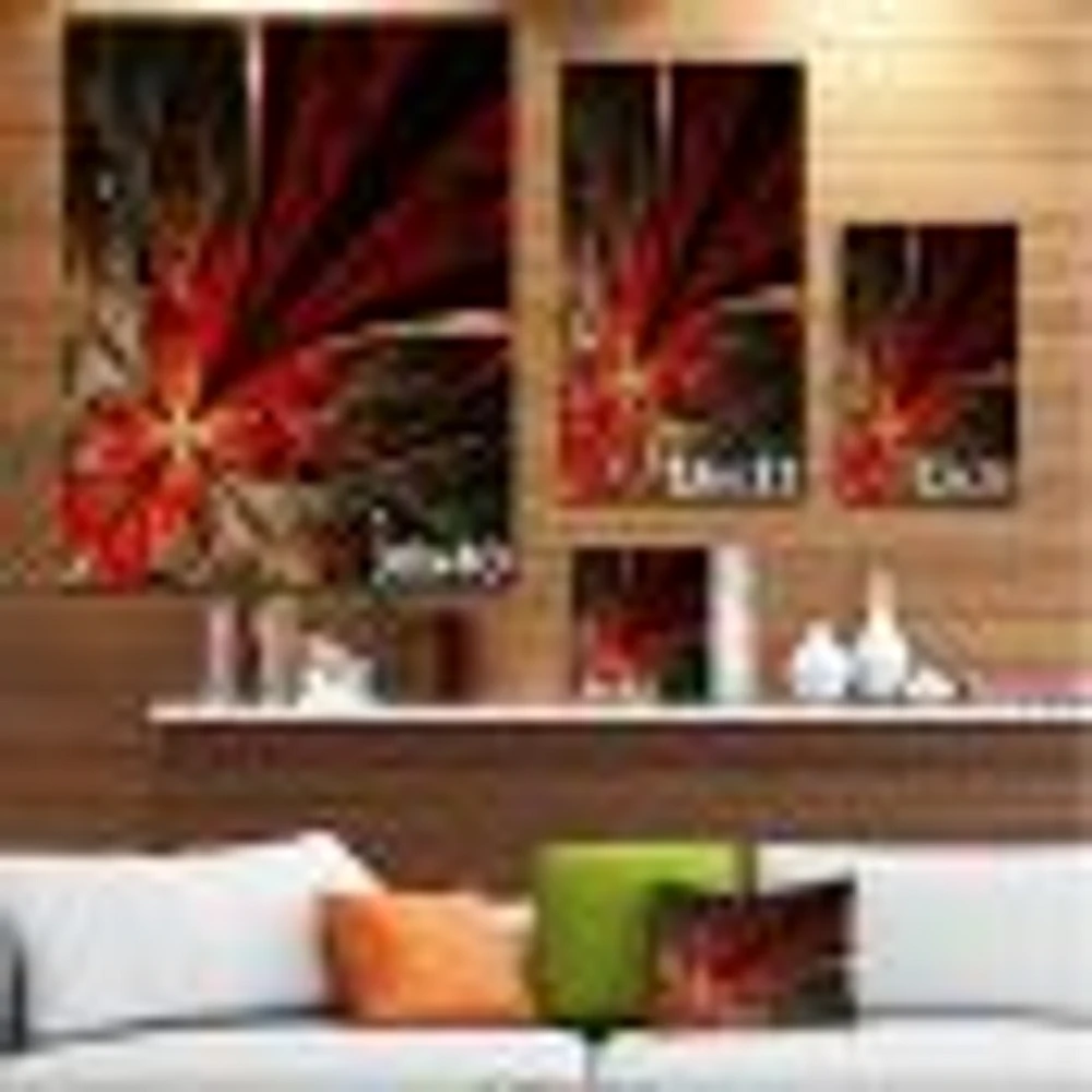 Fractal Flower Yellow and Red  Wall Art