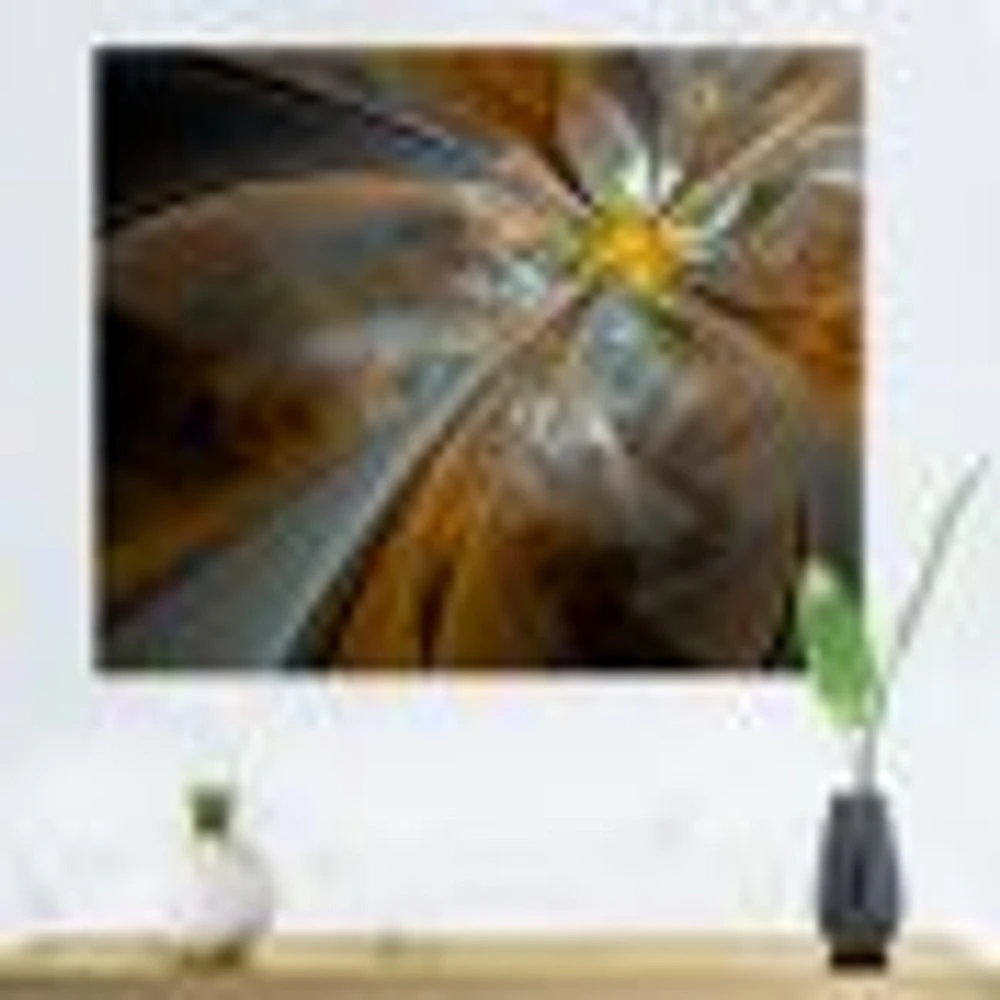 Symmetrical Yellow Fractal Flower Digital Art Canvas Print