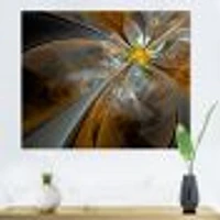 Symmetrical Yellow Fractal Flower Digital Art Canvas Print