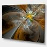 Symmetrical Yellow Fractal Flower Digital Art Canvas Print